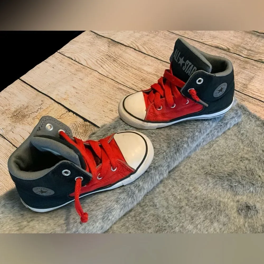 Converse Kids Red & Black High-Top Sneakers Size 10
